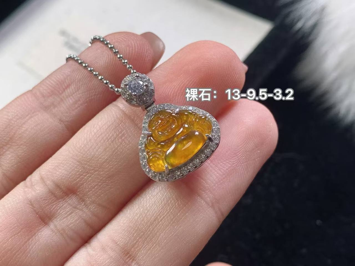 银镶·细润冰黄 佛公 #吊坠