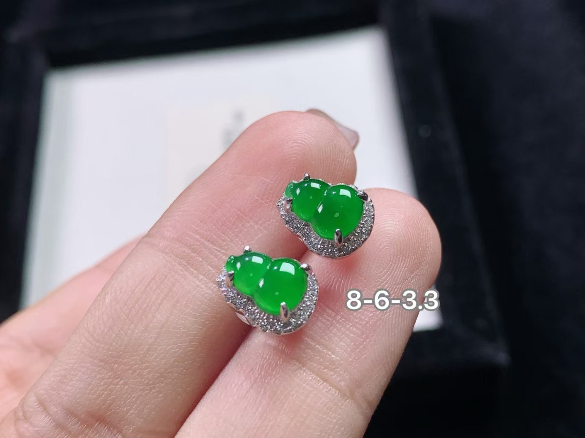925银·冰润 阳绿葫芦 #耳钉